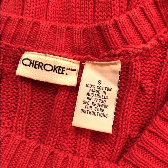 Cherokee Red Cable Knit V Neck sweater - Womens Small, Bust 19”, Length 23” - Picture 3 of 3